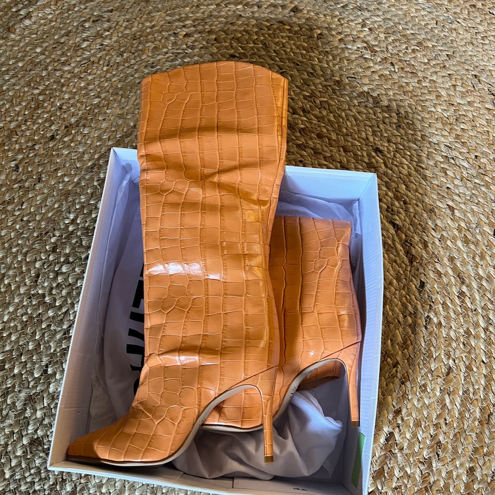 Schutz Maryana Crocodile-Embossed Leather Boot
